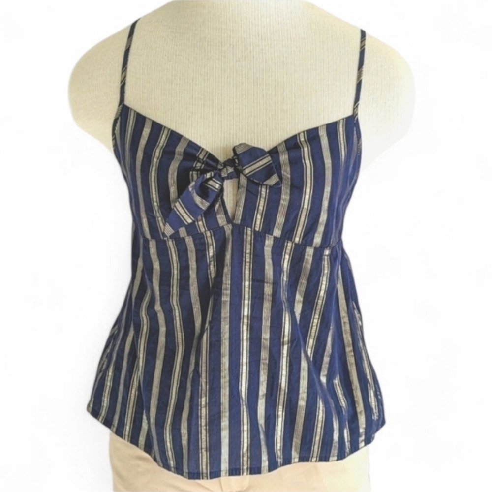 Victoria's Secret Navy Blue Gold Sweetheart Cami Tank Top Medium